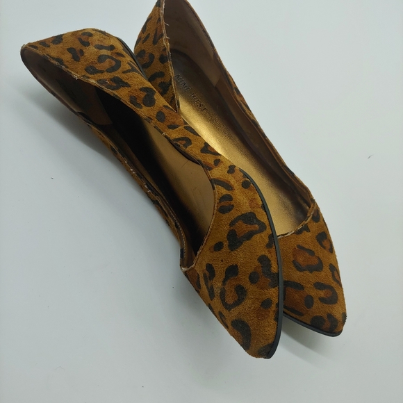 Nine West | "Naughty" Cheetah Animal Print Leather Pointed Toe Slip On Flats 6.5 - Picture 4 of 9